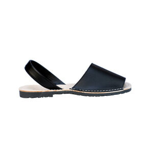 WIDE WIDTH - Leather Flat Sandals Black | Hard to Find | Handmade in Spain